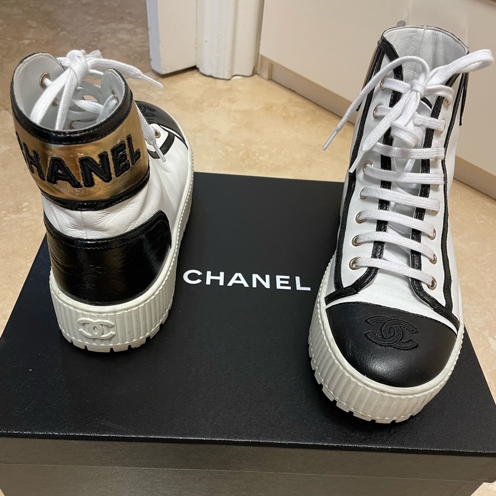 Chanel high top leather sneakers (only worn 3x!)
